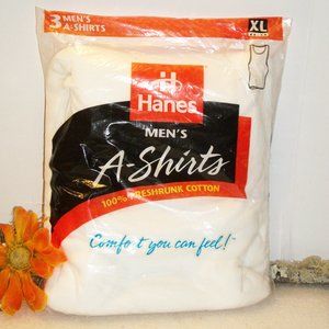 HANES Men's XL NEW Pack of 3 A-Shirts Tanks 100% Cotton 46"-48" Chest